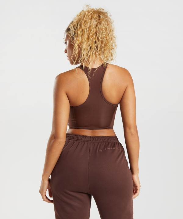 Damske Tielko Gymshark Whitney Crop Hnede | OG0765193